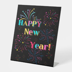 Happy New Year Celebration Pedestal Sign