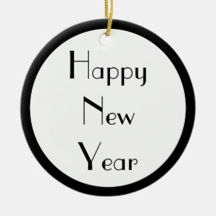 Happy New Year Ceramic Ornament