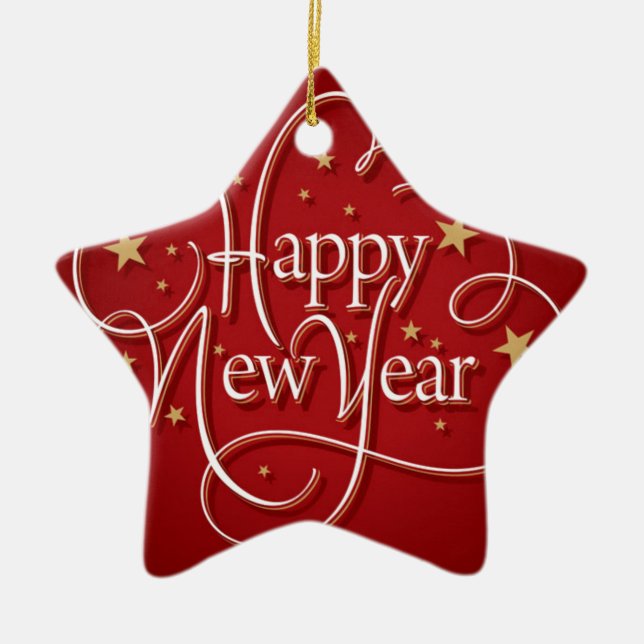Happy New Year Ceramic Ornament (Front)