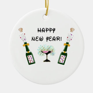 Happy New Year Ceramic Ornament