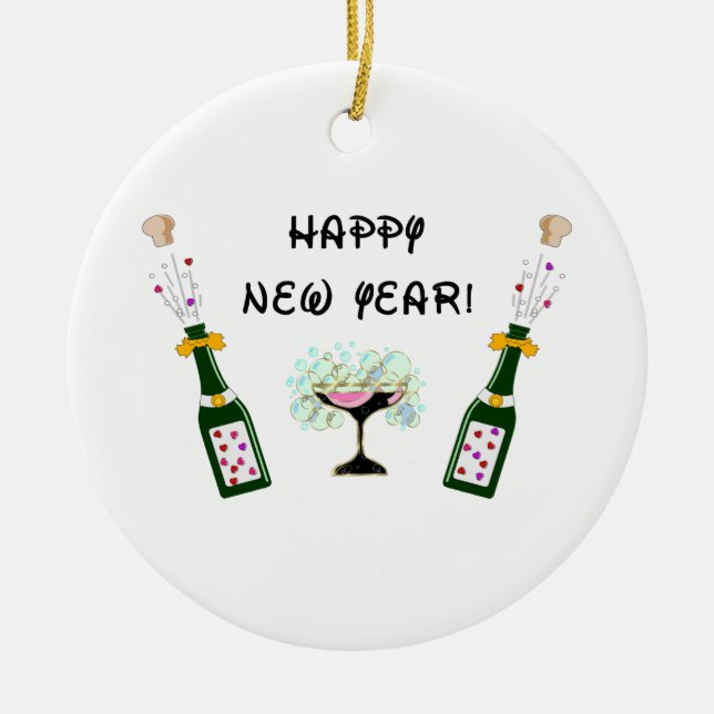 Happy New Year Ceramic Ornament (Front)