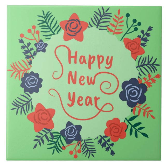 HAPPY NEW YEAR  CERAMIC TILE (Front)