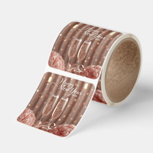 happy new year champagne celebration sticker roll