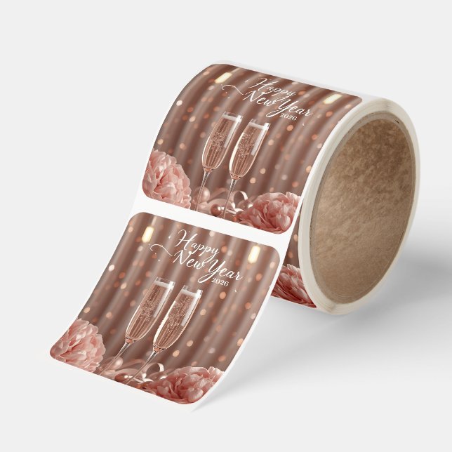 happy new year champagne celebration sticker roll (Roll)