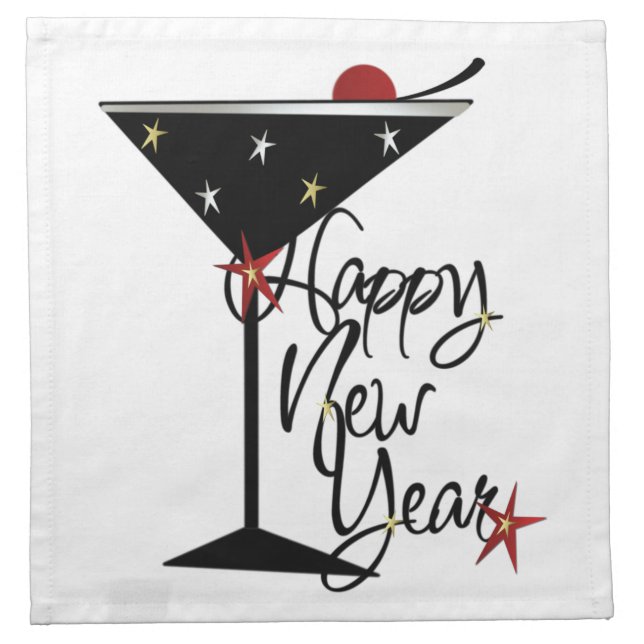 HAPPY NEW YEAR CHAMPAGNE COCKTAIL NAPKINS (4) (Front)