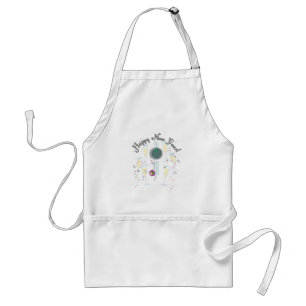 Happy New Year - Champagne Glasses and Clock Adult Apron