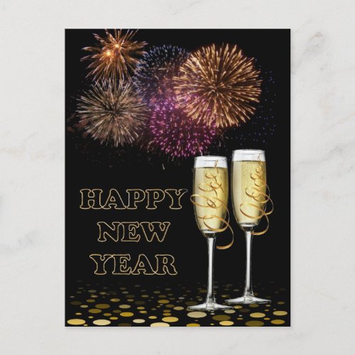 Happy New Year _ Champagne Holiday Postcard
