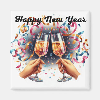 Happy New Year, champagne wishes Magnet