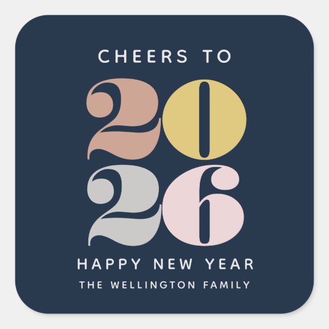 Happy New Year Cheer Blue Sticker (Front)