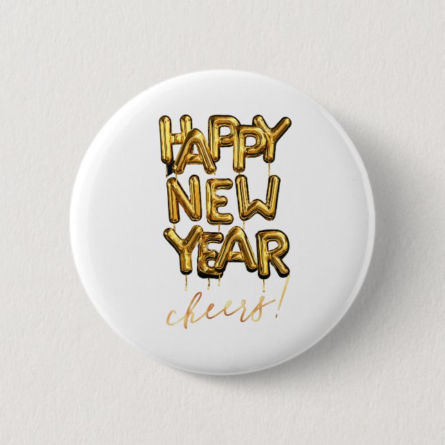 Happy New Year Cheers Button (Front)