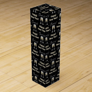 Happy New Year Cheers Champagne Toast Wine Box