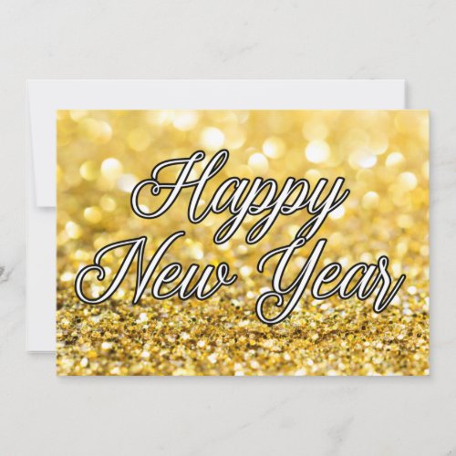Happy New Year Chic Gold Glitter Custom 2024 Card