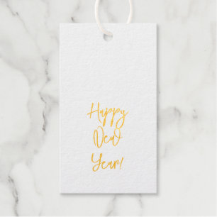 Happy New Year! Chic Text Foil Gift Tag
