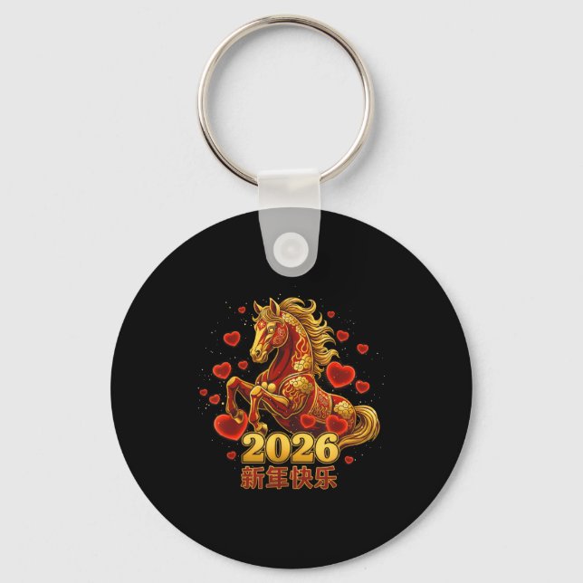 Happy New Year Chinese 2026 -year Of The Horse Cut Keychain (Front)