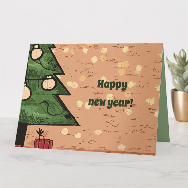 Happy New Year Christmas Tree Card (Small Plant)