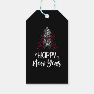 Happy New Year Christmas tree with Canadian flag Gift Tags