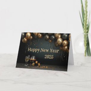Happy New Year Classic Elegant Balloon Custom Card