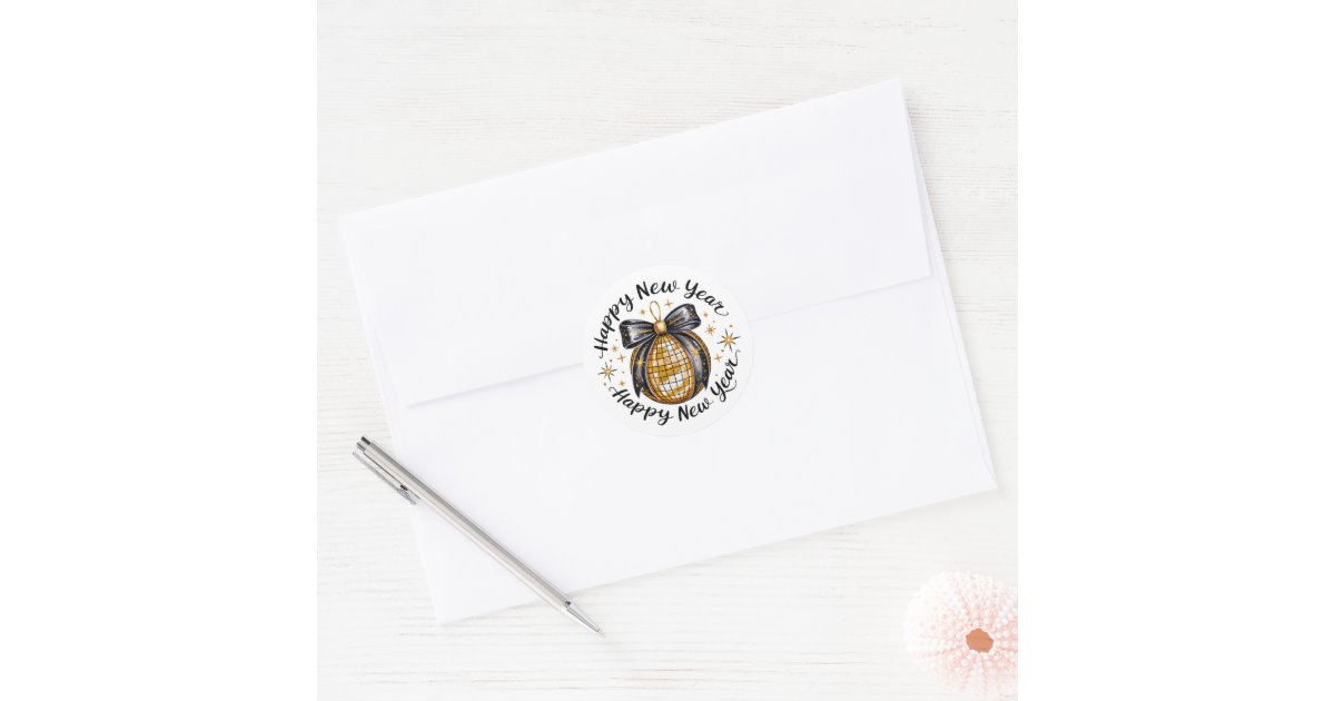 Happy New Year Classic Round Sticker | Zazzle