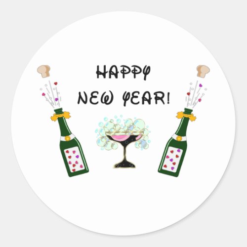 Happy New Year Classic Round Sticker