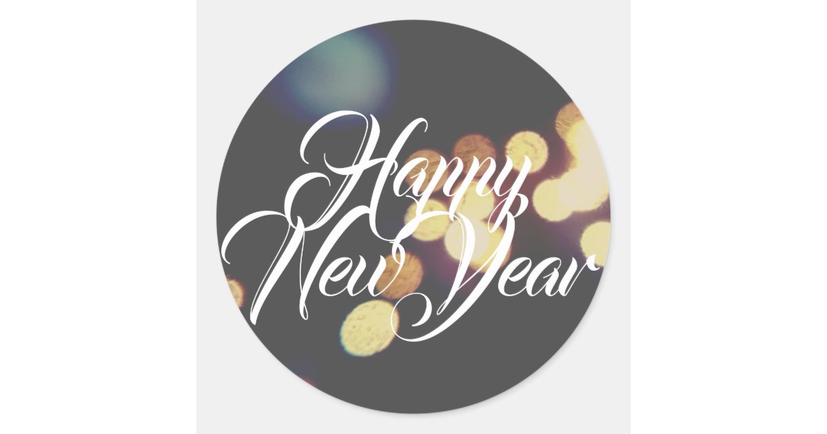 Happy New Year Classic Round Sticker | Zazzle