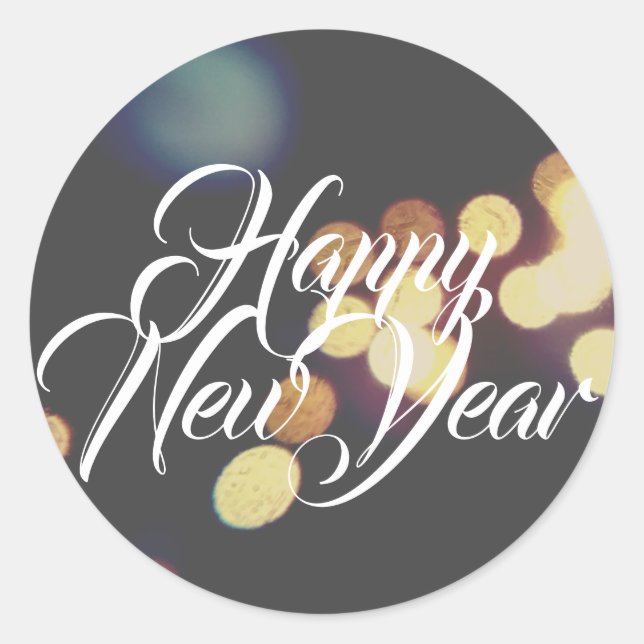 Happy New Year Classic Round Sticker (Front)