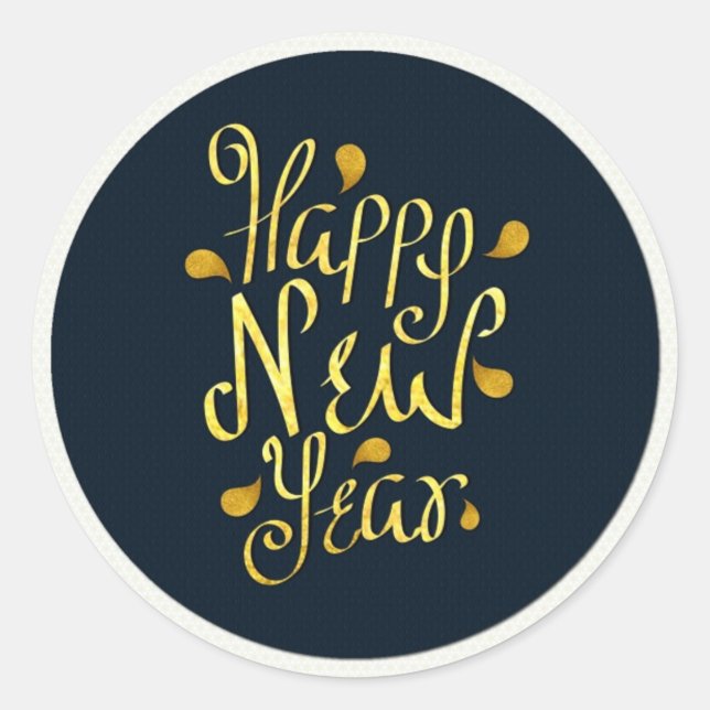 Happy New Year Classic Round Sticker (Front)