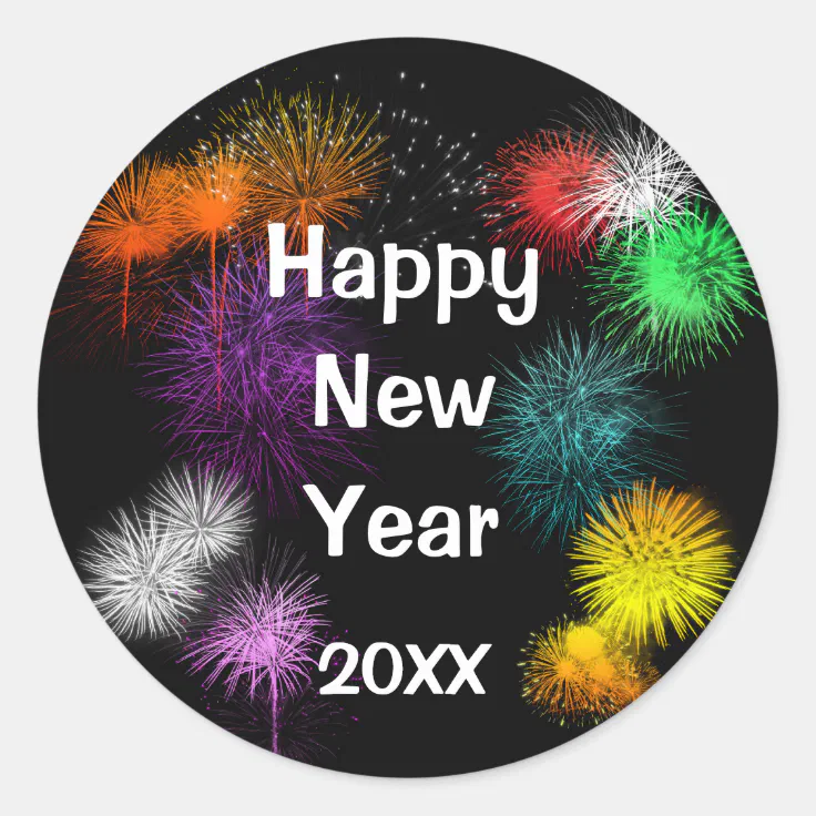 Happy New Year Classic Round Sticker | Zazzle