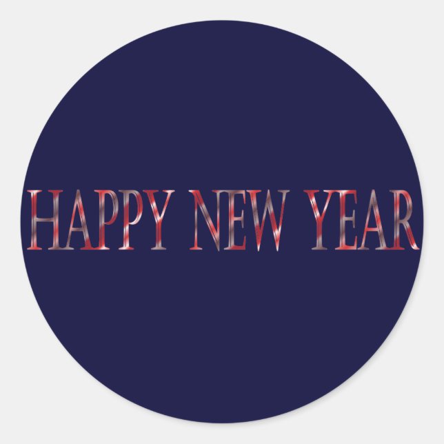 happy new year classic round sticker (Front)