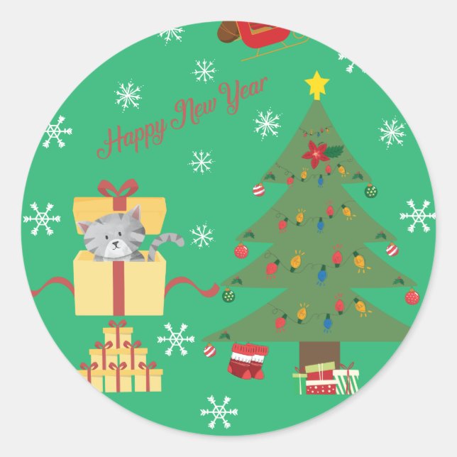 Happy New Year Classic Round Sticker (Front)