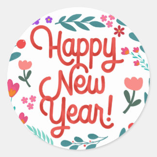 HAPPY NEW YEAR CLASSIC ROUND STICKER