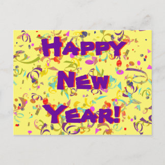 Happy New Year Colorful Confetti All Occasion Postcard