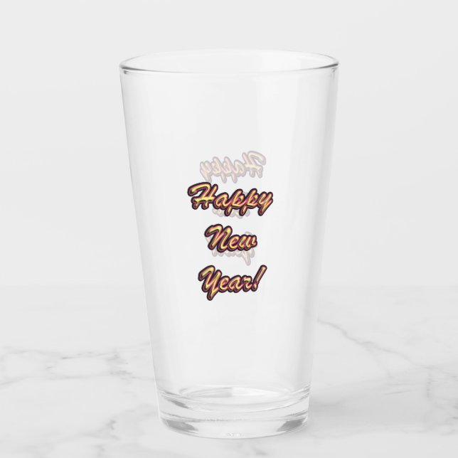 Happy New Year Colorful Glass (Front)