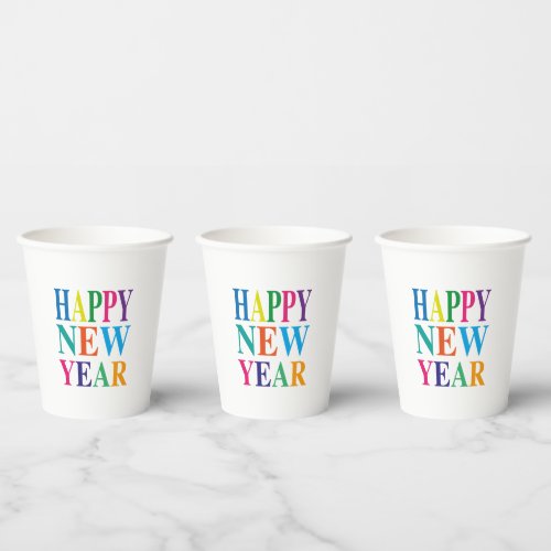  Happy New Year  Colorful   Paper Cups