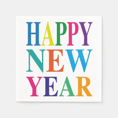 Happy New Year Colorful Text  Napkins