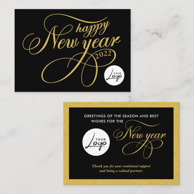 Happy New Year Company Business Logo  Business Card (Front/Back)