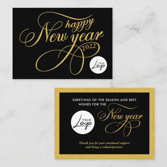 Happy New Year Company Business Logo Business Card 