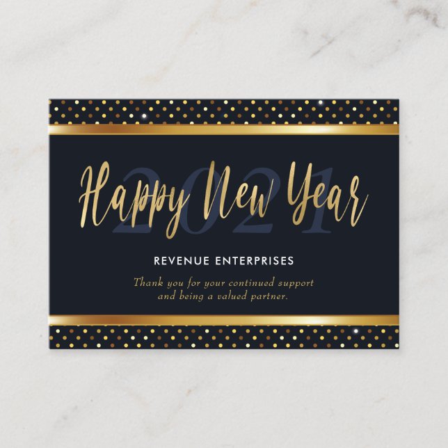Happy New Year Company Business Logo Card (Front)
