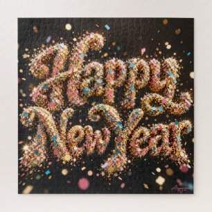 Happy New Year Confetti Glitter Jigsaw Puzzle