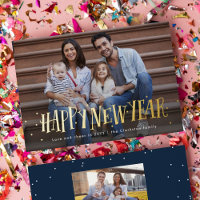 Happy new year confetti one photo navy
