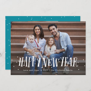 Happy new year confetti photo holiday card