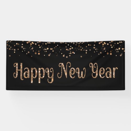 HAPPY NEW YEAR Copper Gold Confetti Banner