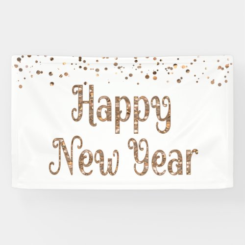 HAPPY NEW YEAR Copper Gold Confetti Banner