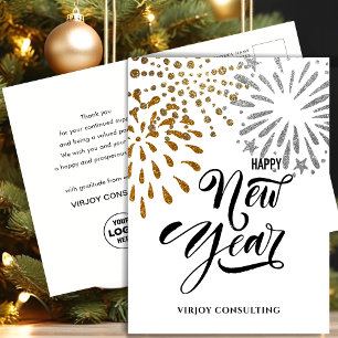HAPPY New Year   Corporate Business Festive Gold Holiday Postcard