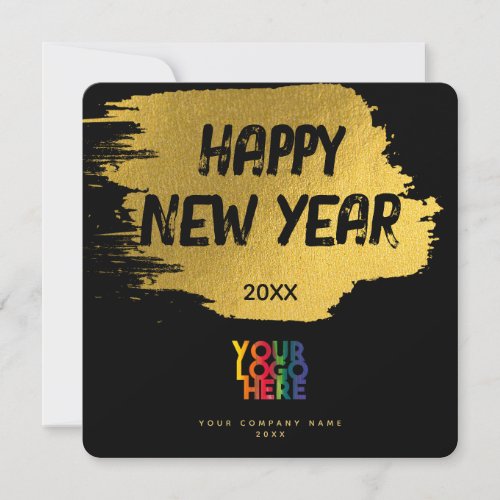 Happy New Year Corporate Business Logo Black Gold
