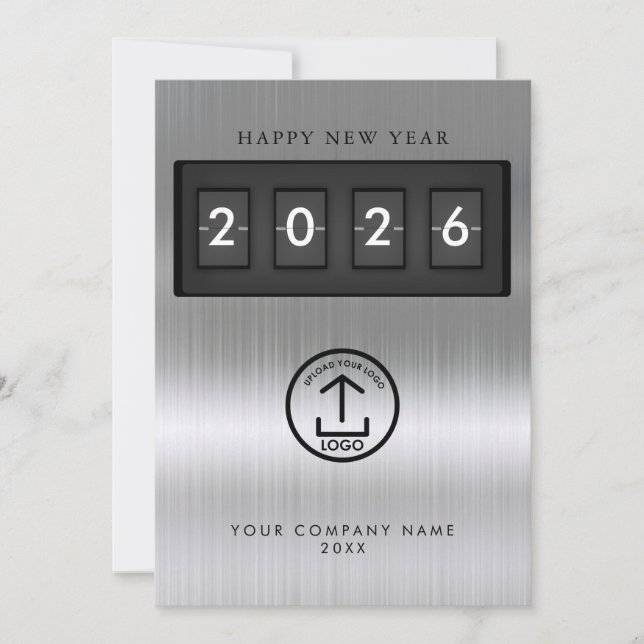 Happy New Year Corporate Business Logo Metallic (Front)