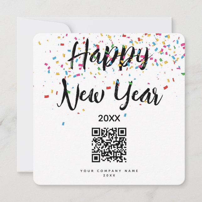 Happy New Year Corporate Business QR Code Holiday (Front)