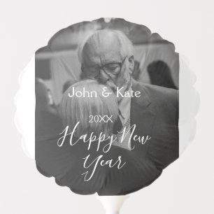 Happy new year couple photo name year black white  balloon