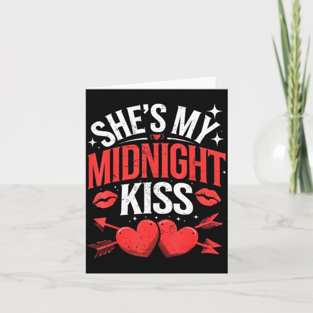 Happy New Year Couples She's My Midnight Kiss Vale Card (Front)