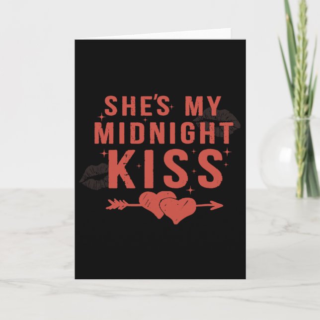 Happy New Year Couples She's My Midnight Kiss Vale Card (Front)