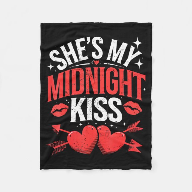 Happy New Year Couples She's My Midnight Kiss Vale Fleece Blanket (Front)